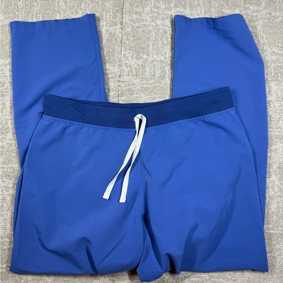 Figs Technical Collection Blue Waist Tie Straight Leg Women Scrub Nurse Pant L - Picture 1 of 9